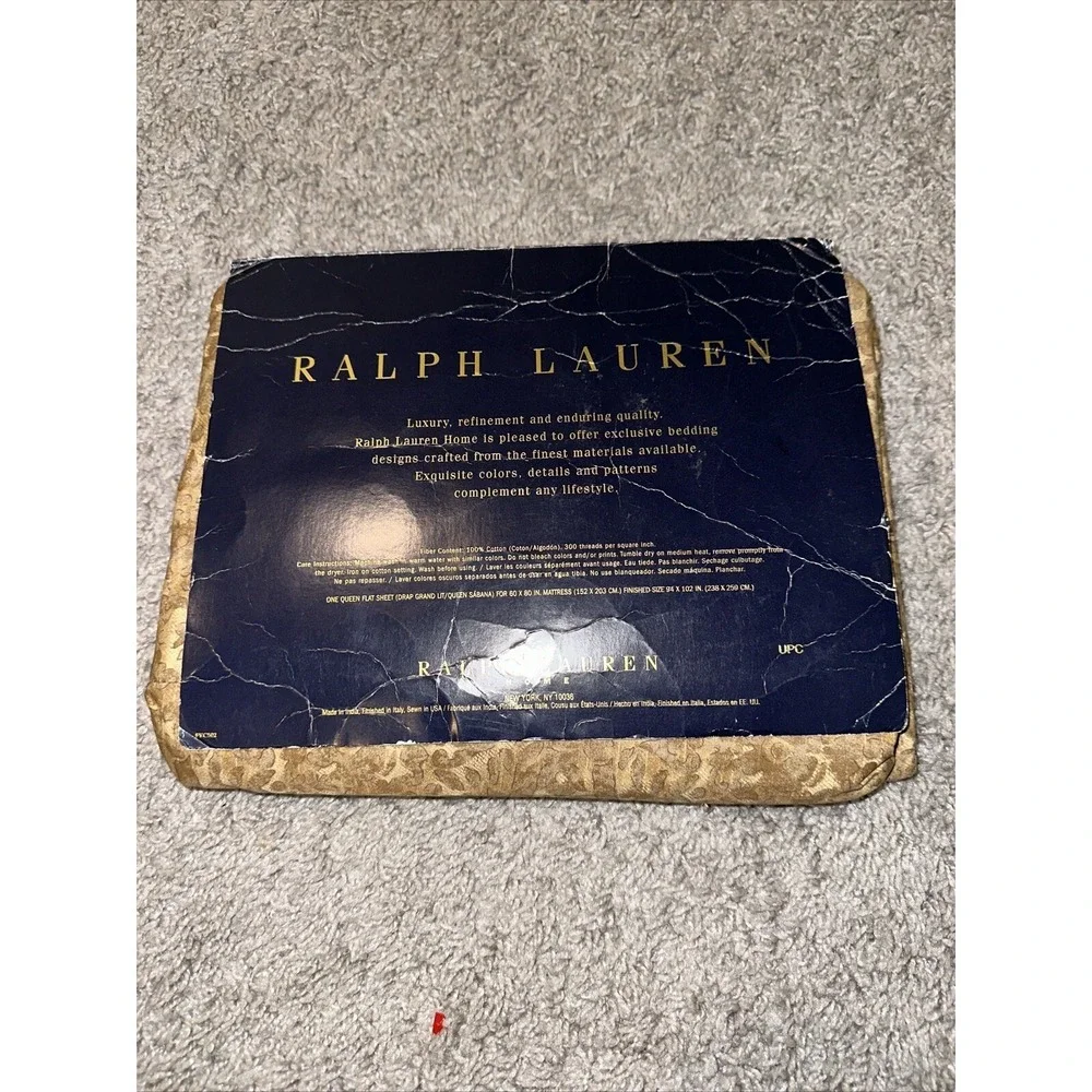 Ralph Lauren RareROSSELLINI neutral camel FLAT SHEET 300TC VINTAGE Luxury Queen